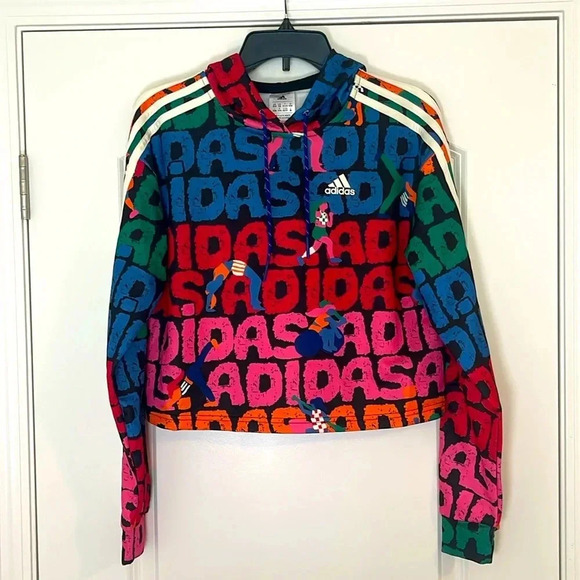 NWT Adidas Women's FARM Rio All Over Print Pullover Hoodie-Multi-Color XS NWT - Picture 1 of 6